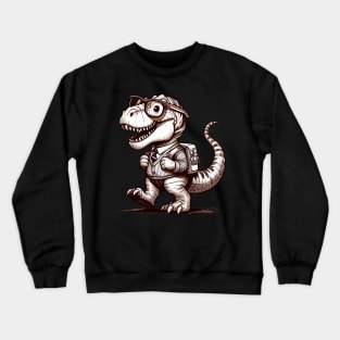 Cute black and white Tyarannosaurus Go To School Crewneck Sweatshirt